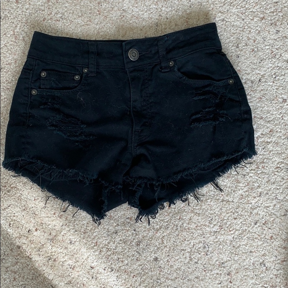 black jean shorts